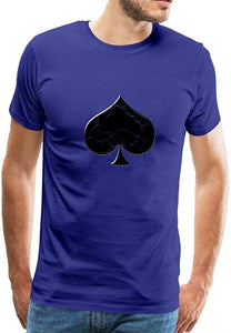 Men's Classic Cotton Ace of Spades Card Blue T-Shirts