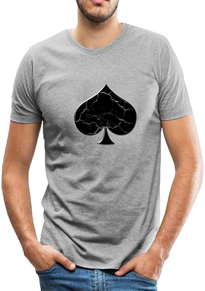 Men's Classic Cotton Ace of Spades Card Gray T-Shirts