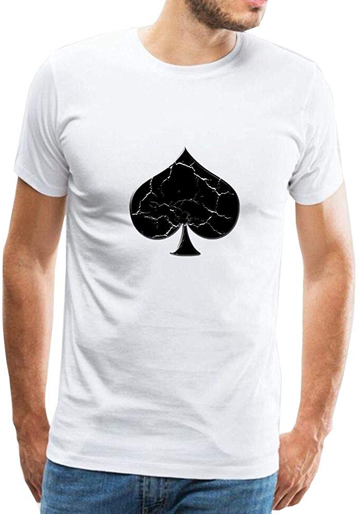 Men's Classic Cotton Ace of Spades Card White T-Shirts