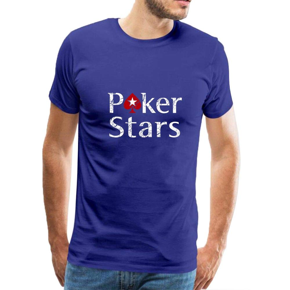 Men's Classic Cotton Playing Card Poker Star Graphic Blue T-Shirts