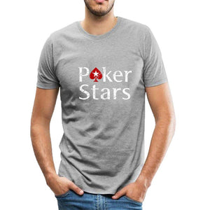 Men's Classic Cotton Playing Card Poker Star Graphic Gray T-Shirts