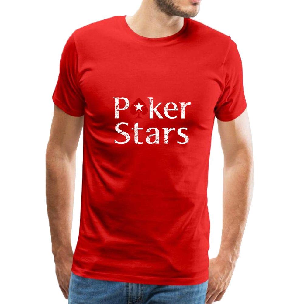 Men's Classic Cotton Playing Card Poker Star Graphic Red T-Shirts