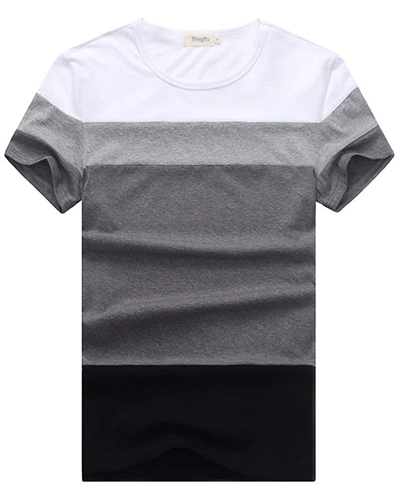 Men's Classic Crew Neck Short Sleeve Cotton Tops White T-Shirts