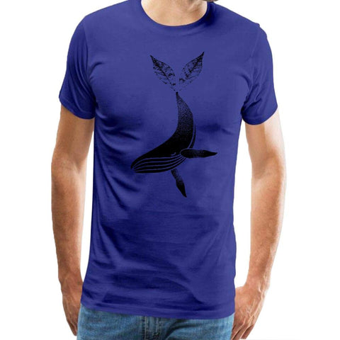 Men's Classic Funny Puffin Whale Short-Sleeve Cotton Blue T-Shirts