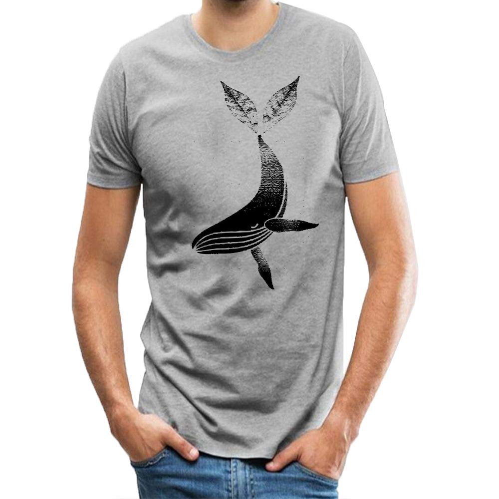 Men's Classic Funny Puffin Whale Short-Sleeve Cotton Gray T-Shirts