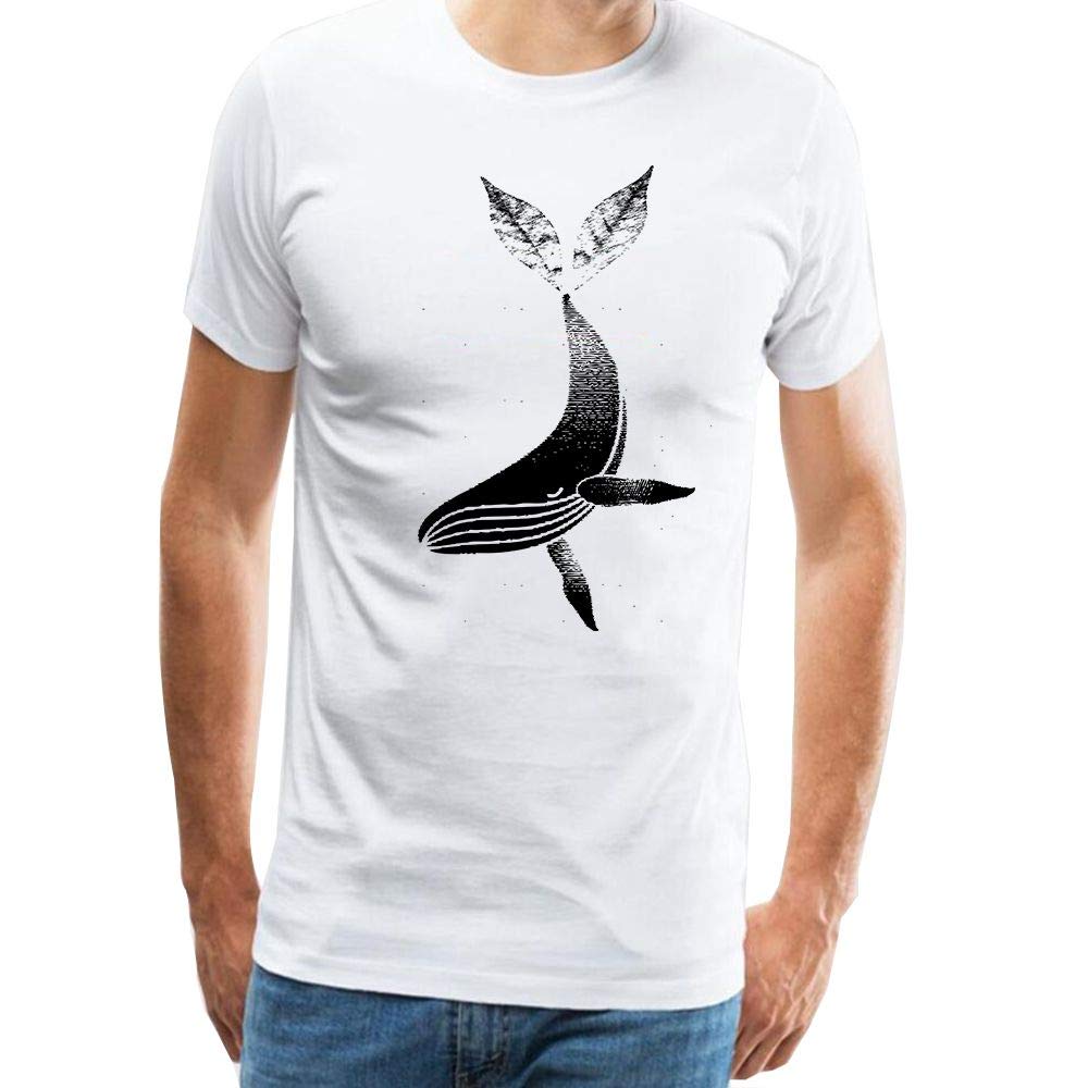 Men's Classic Funny Puffin Whale Short-Sleeve Cotton White T-Shirts