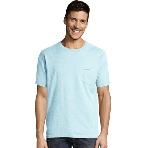 Men's ComfortWash Garment Dyed Short Sleeve Pocket Blue T-Shirts