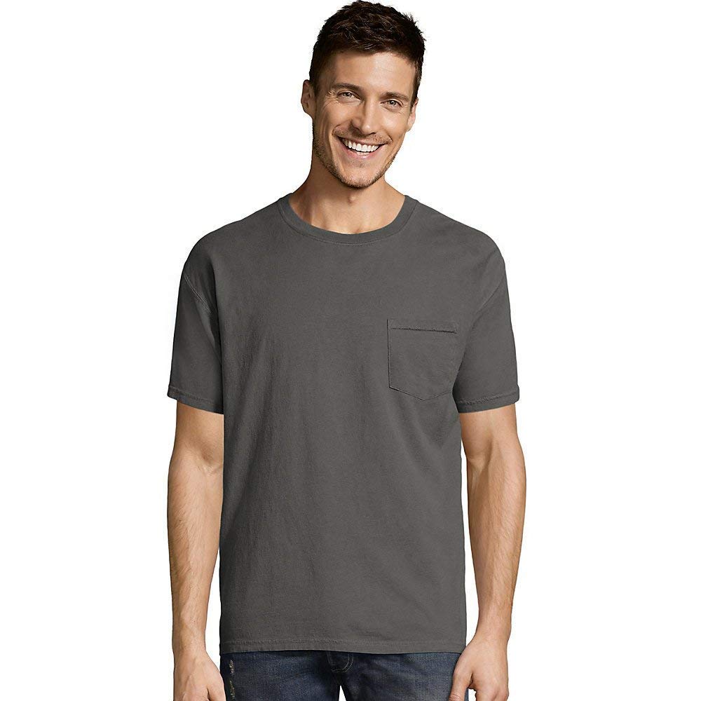 Men's ComfortWash Garment Dyed Short Sleeve Pocket Gray T-Shirts