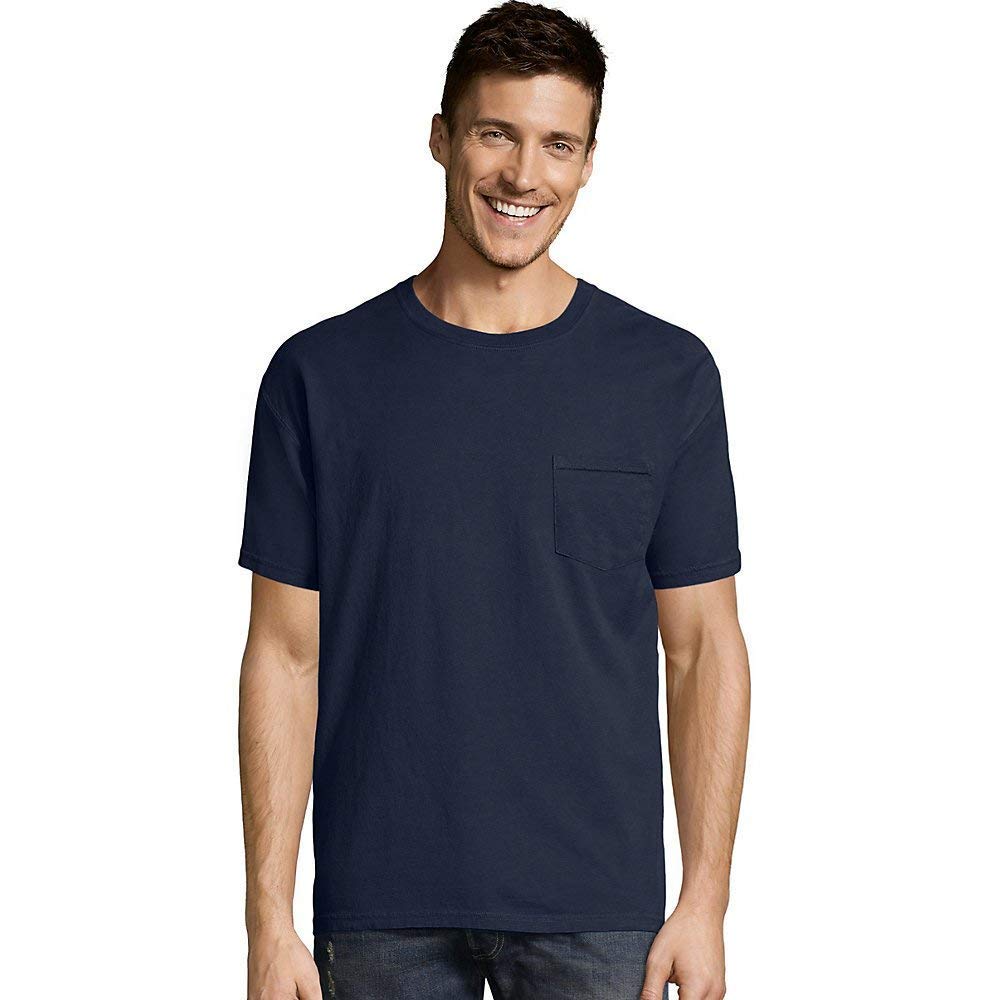 Men's ComfortWash Garment Dyed Short Sleeve Pocket Navy T-Shirts