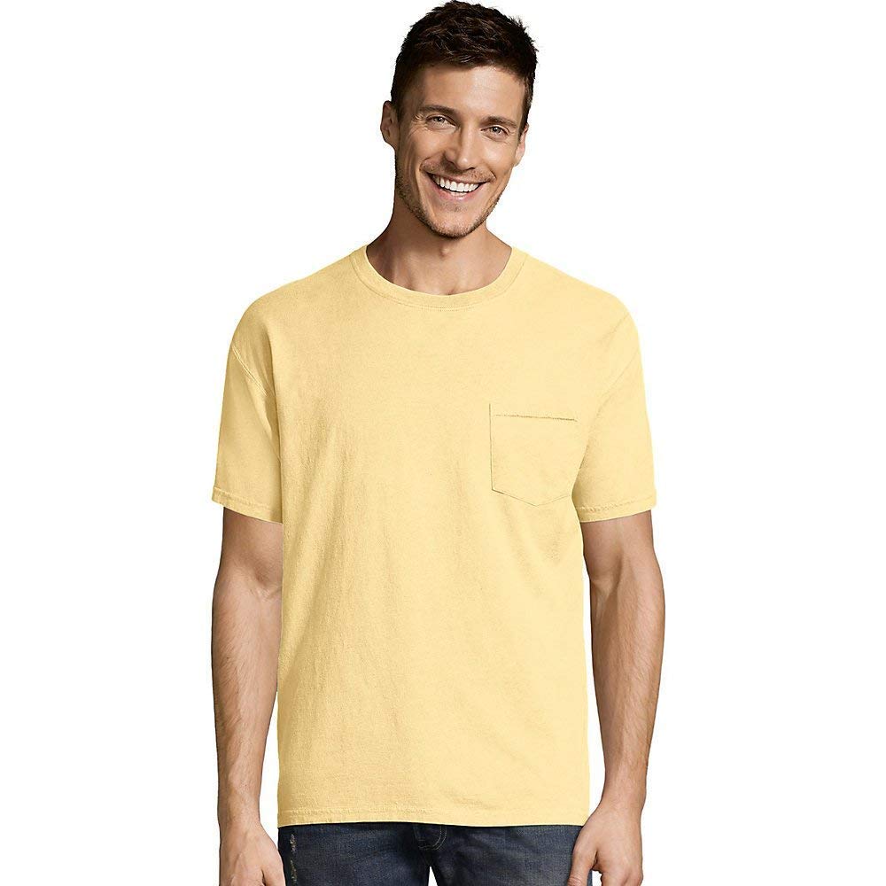 Men's ComfortWash Garment Dyed Short Sleeve Pocket Yellow T-Shirts