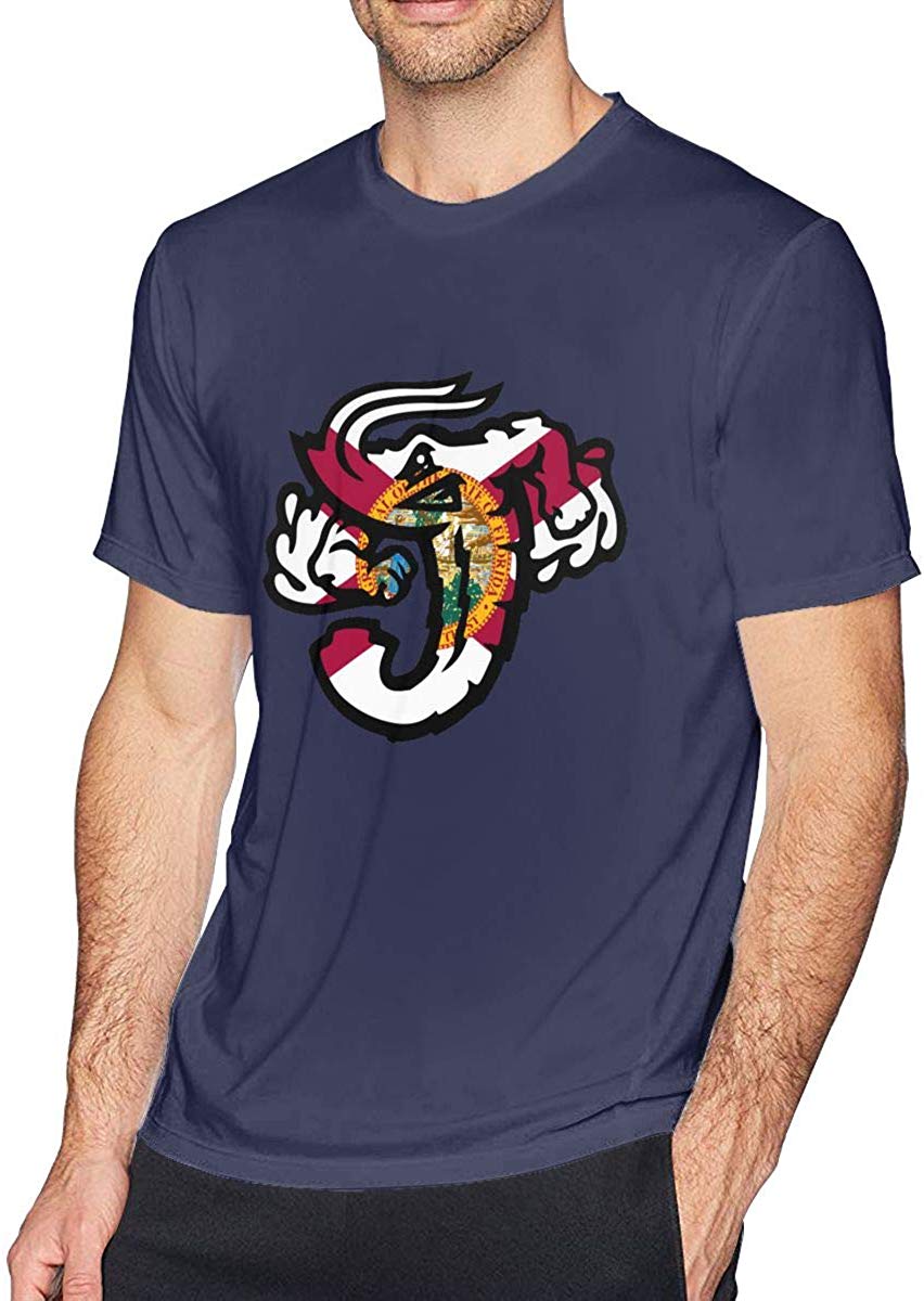 Men's Cool Jacksonville Jumbo Shrimp Florida Flag Cotton Short Sleeve Navy Navy T-Shirts