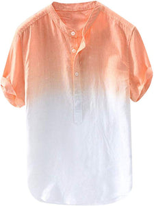 Men's Cool Thin Breathable Collar Hanging Dyed Gradien Orange T-Shirts