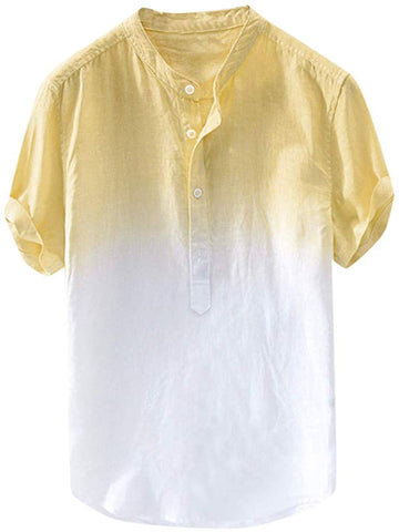 Men's Cool Thin Breathable Collar Hanging Dyed Gradien Yellow T-Shirts