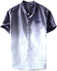 Men's Cool Thin Breathable Collar Hanging Dyed Gradient Cotton Gray T-Shirts