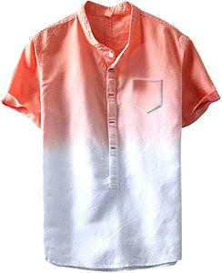 Men's Cool Thin Breathable Collar Hanging Dyed Gradient Cotton Orange T-Shirts