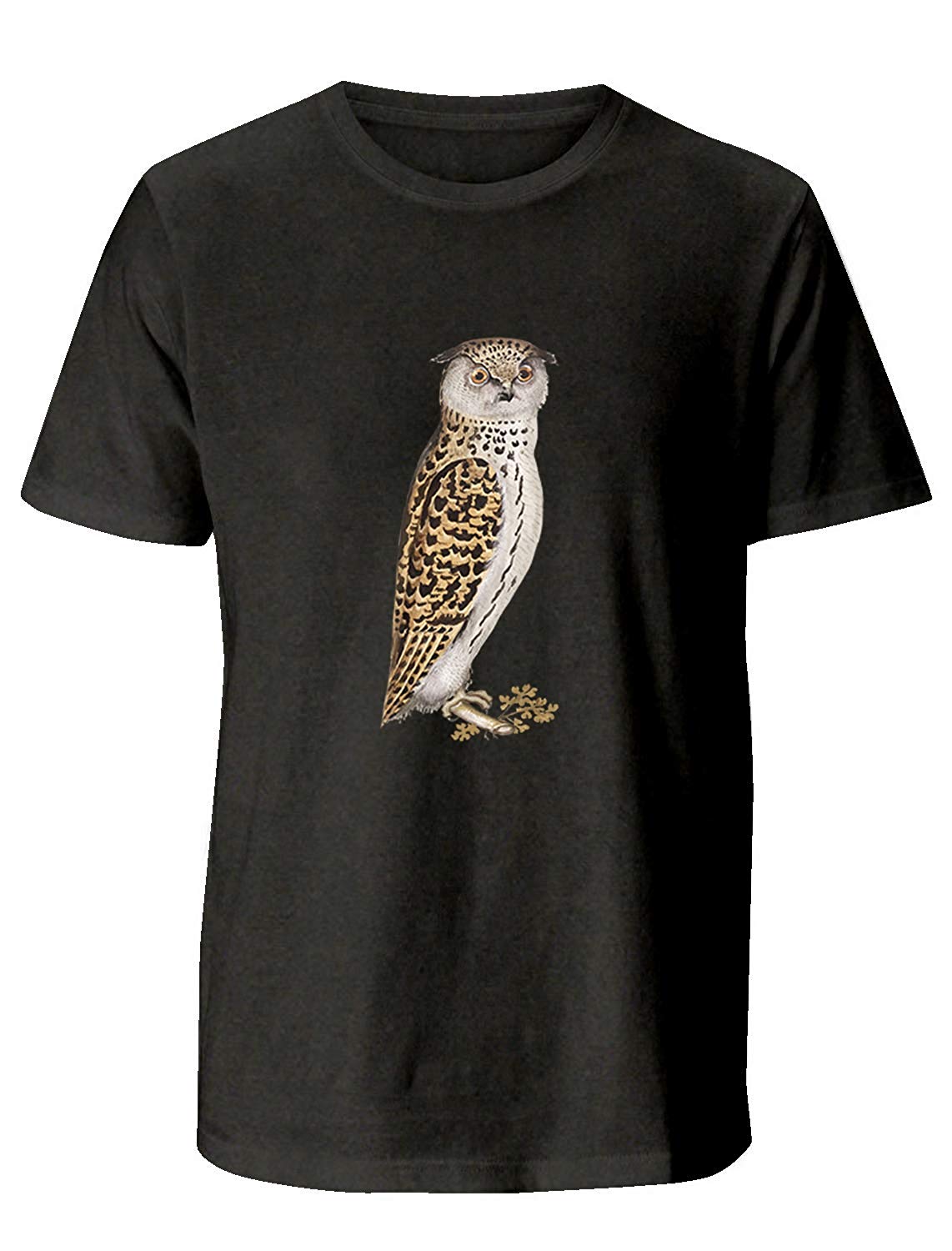 Men's Crew Neck Graphic Cotton Short Sleeves-Owl Animal Pattern White T-Shirts