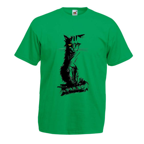 Men's Cute Cat with Different ColoEyes Cat Lovers Gift Green T-Shirts