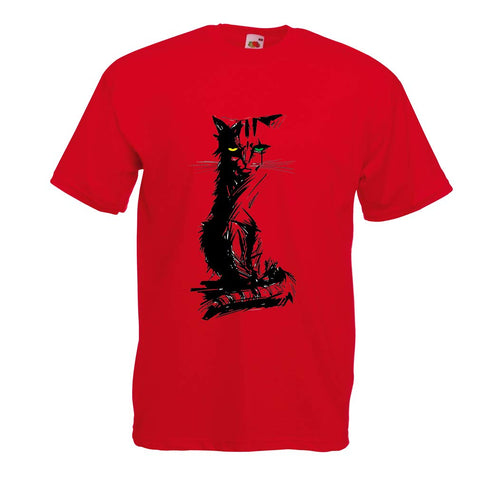 Men's Cute Cat with Different ColoEyes Cat Lovers Gift Red T-Shirts