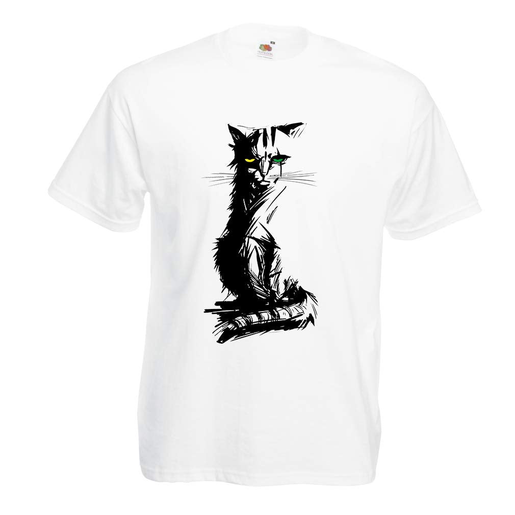 Men's Cute Cat with Different ColoEyes Cat Lovers Gift White T-Shirts