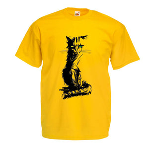 Men's Cute Cat with Different ColoEyes Cat Lovers Gift Yellow T-Shirts