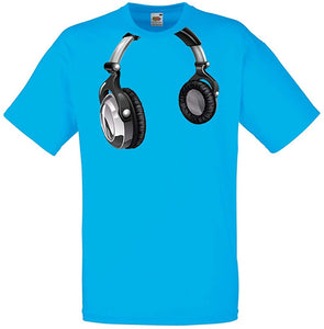 Men's DJ Gift for Music Lovers Retro Music Electronics Headphone Print Blue T-Shirts