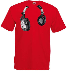 Men's DJ Gift for Music Lovers Retro Music Electronics Headphone Print Red T-Shirts