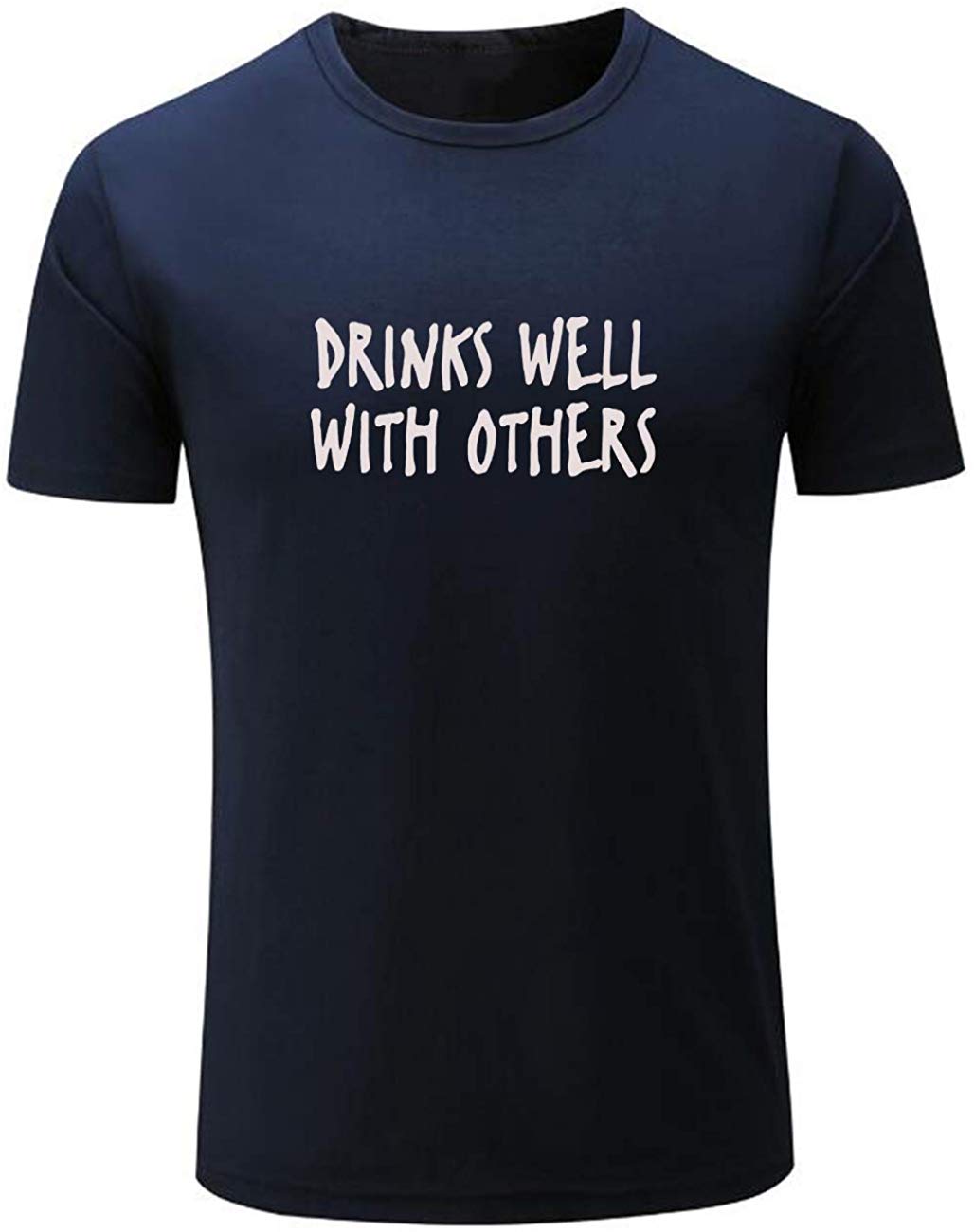 Men's Drinks Well with Others Funny Beer Graphic Black T-Shirts