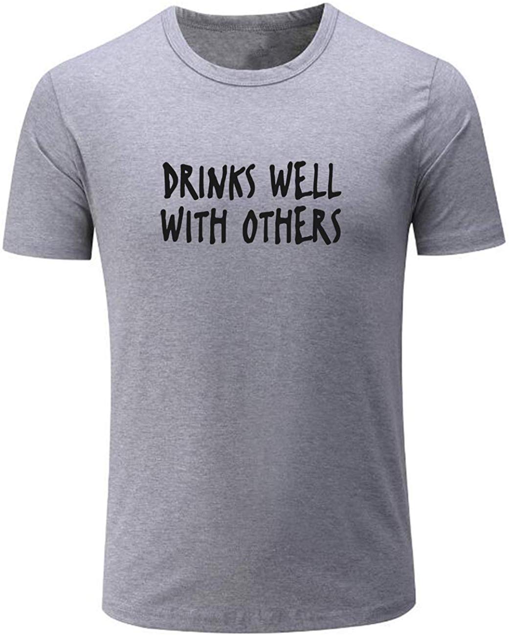 Men's Drinks Well with Others Funny Beer Graphic Grey T-Shirts