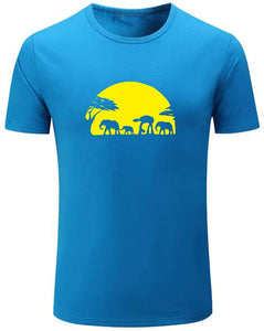 Men's Elephants and Imperial W can Safari Novelty Blue T-Shirts