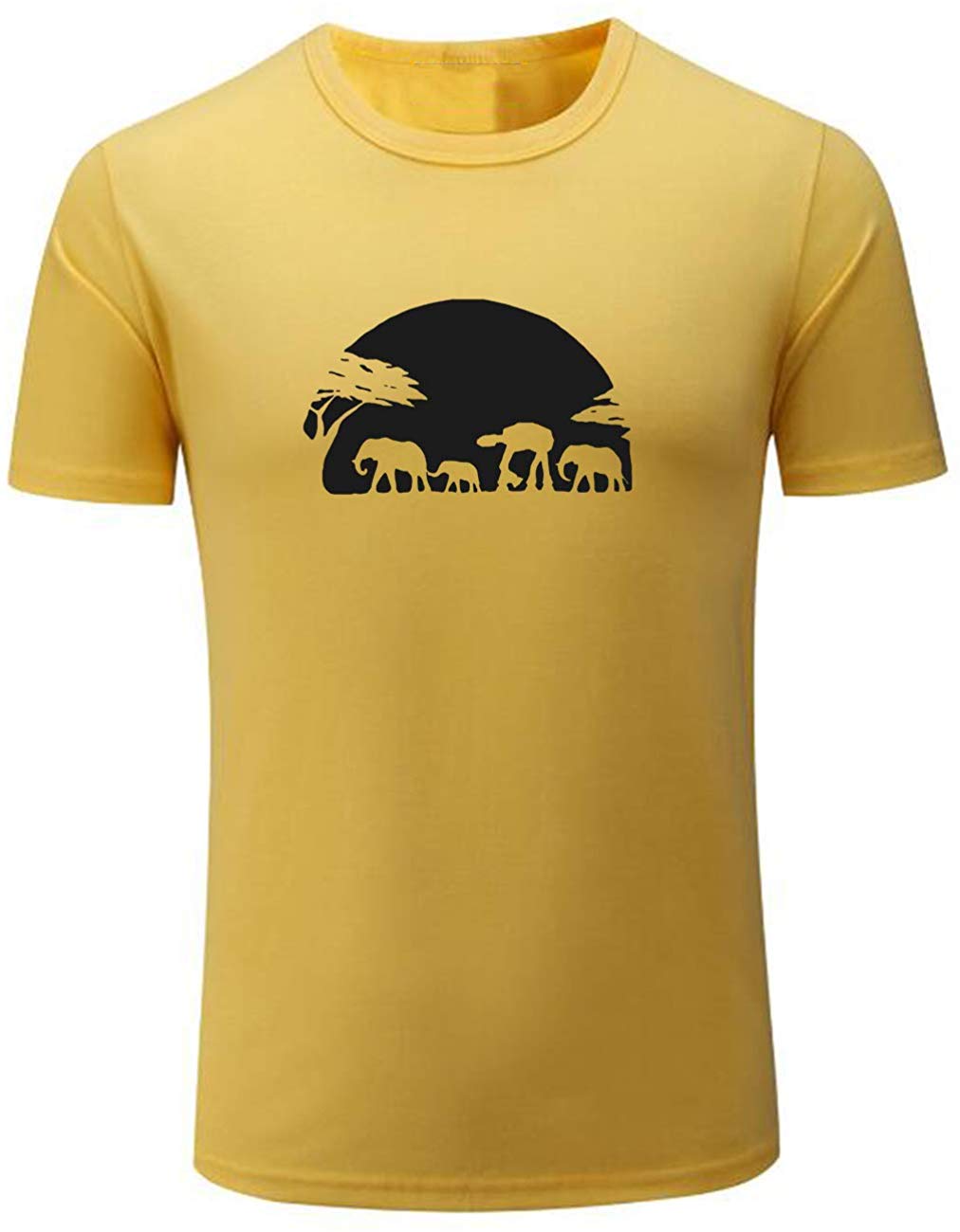 Men's Elephants and Imperial W can Safari Novelty Yellow T-Shirts