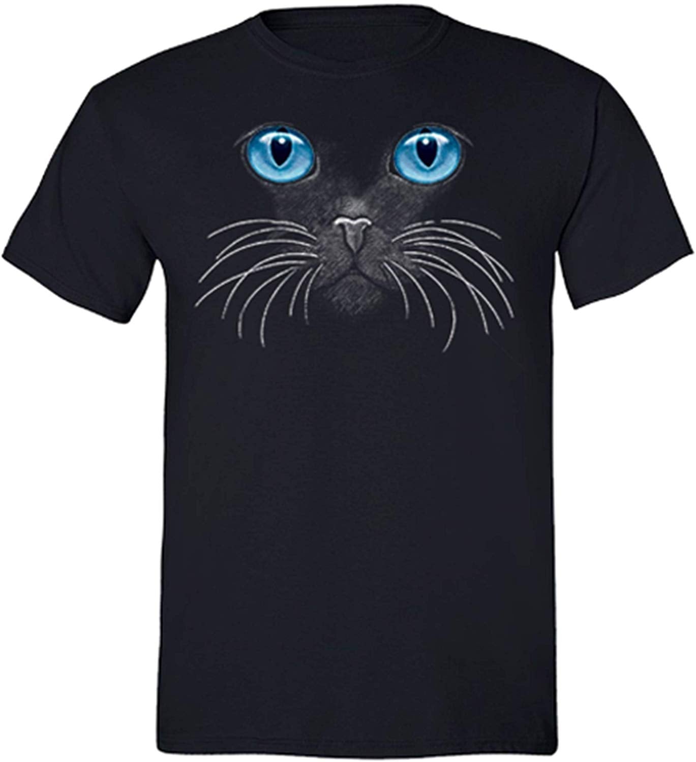 Men's Eyes Cat Kitty Animal Crewneck Short Sleeve Blue T-Shirts