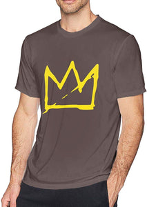 Men's Fashion Basquiat Crown Cotton Short Sleeve Coffee T-Shirts