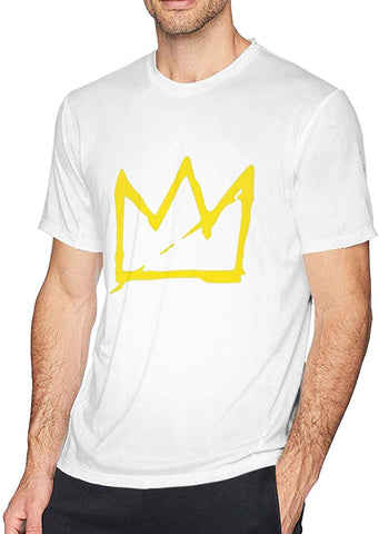 Men's Fashion Basquiat Crown Cotton Short Sleeve White T-Shirts