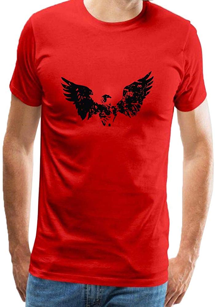 Men's Flying Eagle Theme Short-Sleeve Cotton Red T-Shirts