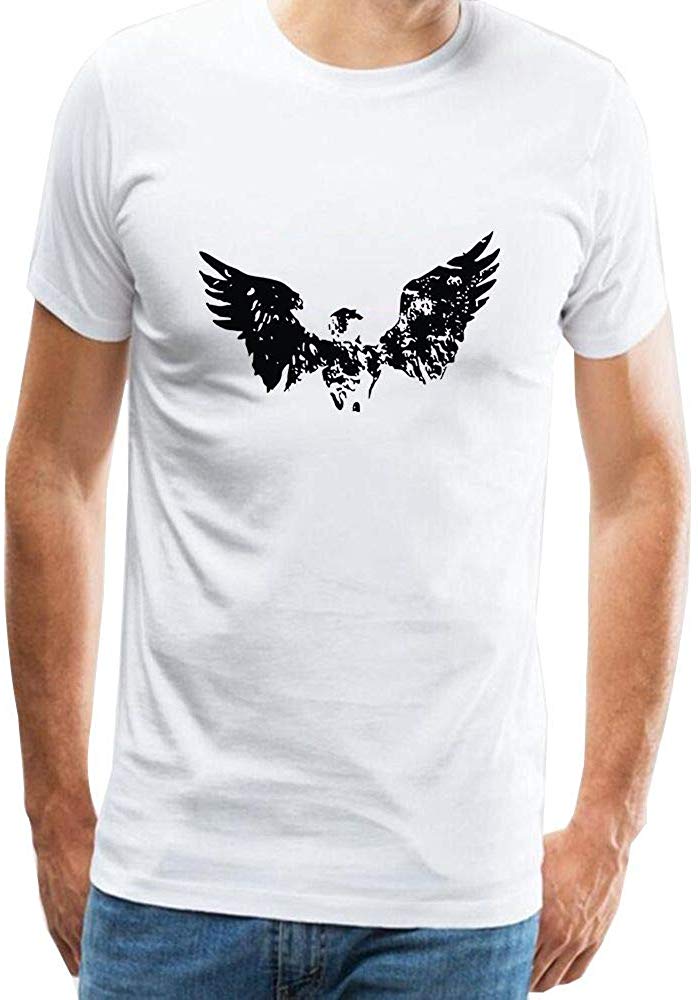 Men's Flying Eagle Theme Short-Sleeve Cotton White T-Shirts