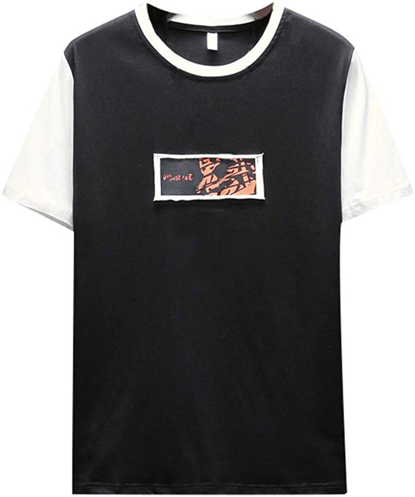 Men's Graphic Short Sleeve Crew Neck Cotton Black T-Shirts