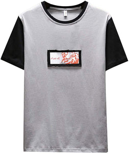 Men's Graphic Short Sleeve Crew Neck Cotton Gray T-Shirts