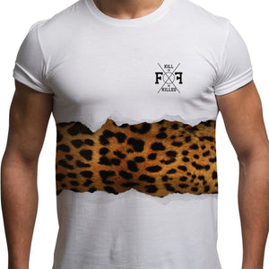 Men's Graphic Sublimation Summer Top eopard Print by Fight or Flight White T-Shirts