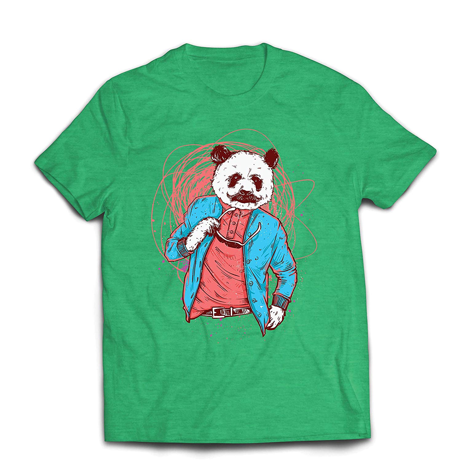 Men's Hipster Panda Bear-Cool Graphic Swag Fashion Green T-Shirts