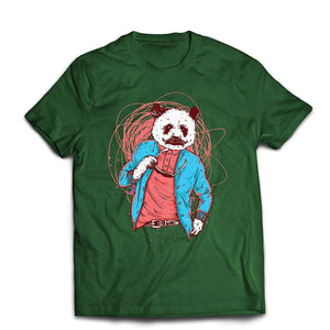 Men's Hipster Panda Bear-Cool Graphic Swag Fashion Green T-Shirts