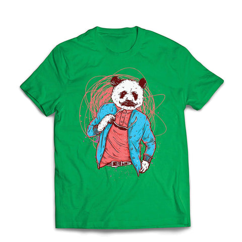 Men's Hipster Panda Bear-Cool Graphic Swag Fashion Green T-Shirts