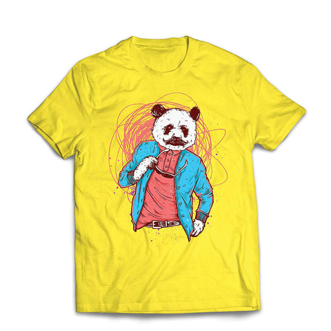 Men's Hipster Panda Bear-Cool Graphic Swag Fashion Yellow T-Shirts