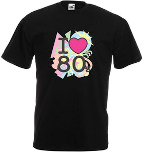 Men's I Love 80s Old School Band Concert Clothing Music Merch Black T-Shirts