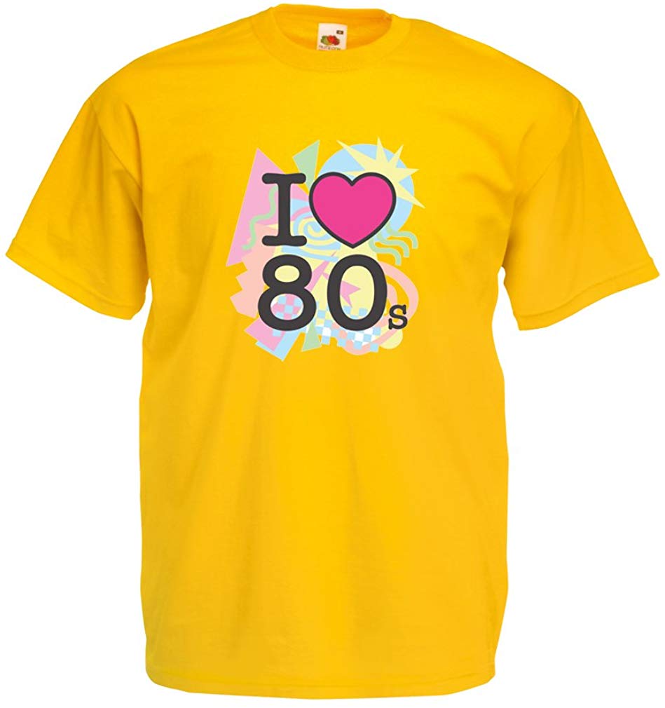 Men's I Love 80s Old School Band Concert Clothing Music Merch Yellow T-Shirts