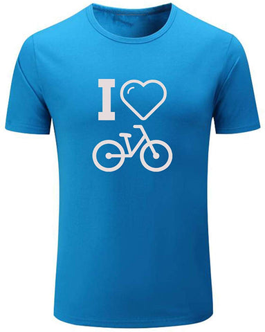 Men's I Love Bike Funny Cycling Graphic Blue T-Shirts