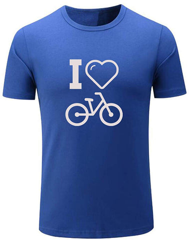 Men's I Love Bike Funny Cycling Graphic Blue T-Shirts