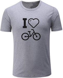 Men's I Love Bike Funny Cycling Graphic Grey T-Shirts