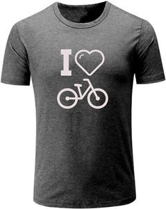 Men's I Love Bike Funny Cycling Graphic Grey T-Shirts