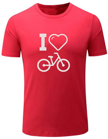 Men's I Love Bike Funny Cycling Graphic Red T-Shirts