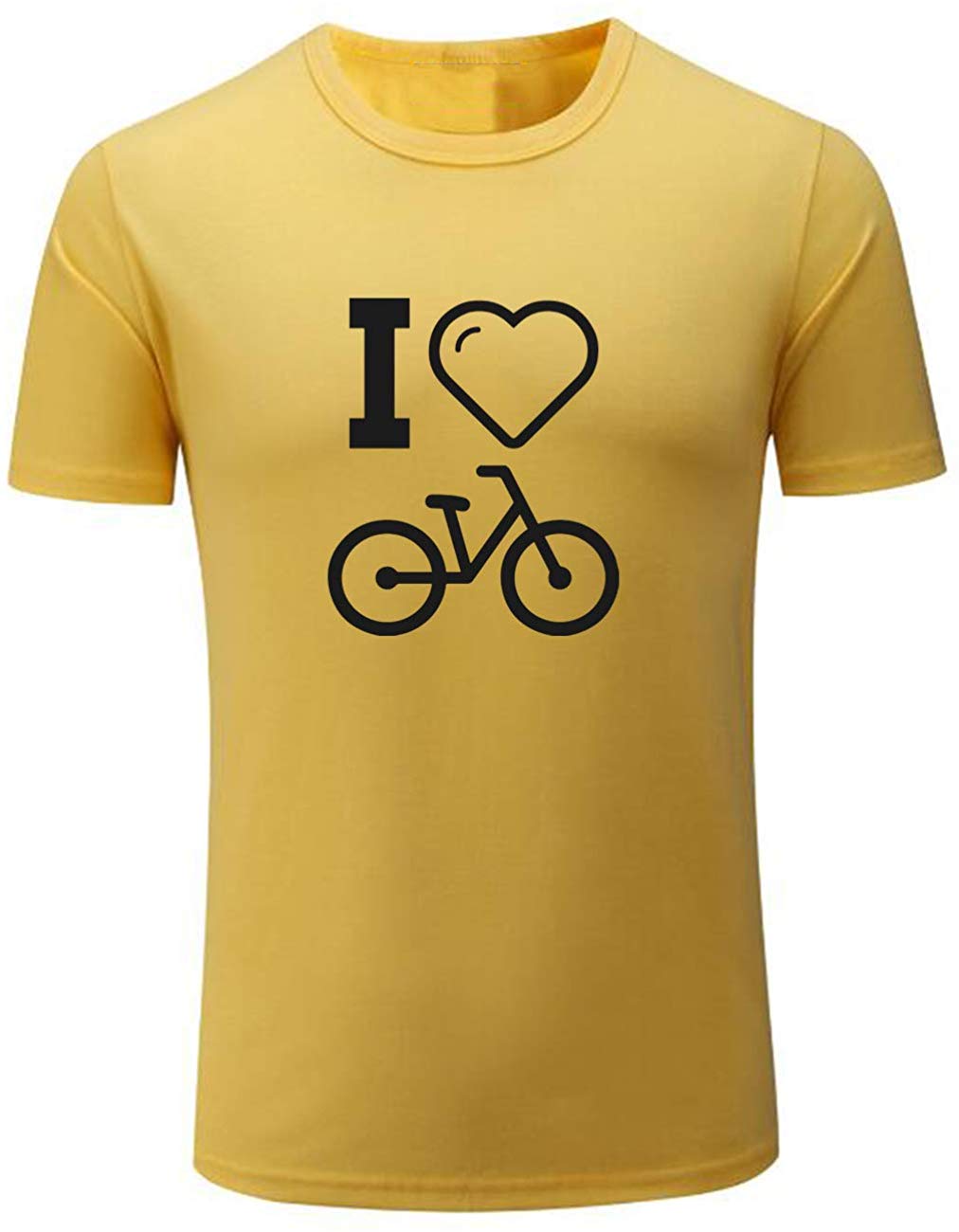 Men's I Love Bike Funny Cycling Graphic Yellow T-Shirts